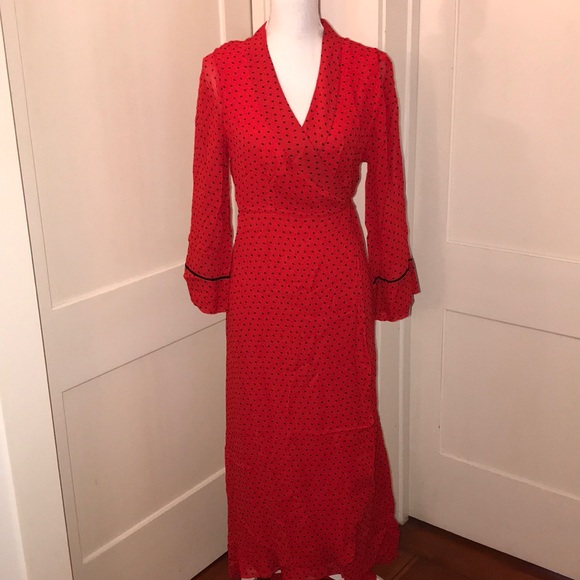 ⭐️New⭐️Ganni Wrap Midi Dress - Picture 2 of 16